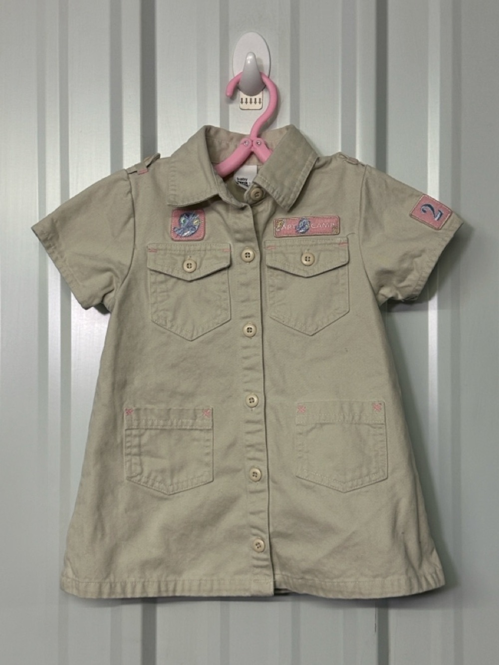 Infant Girls Khaki Camp Dress Safari Core Utility Minimalist Outdoor Aesthetic